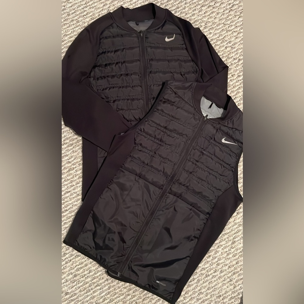 Nike Men's Black Quilted Performance Jacket & Vest Set